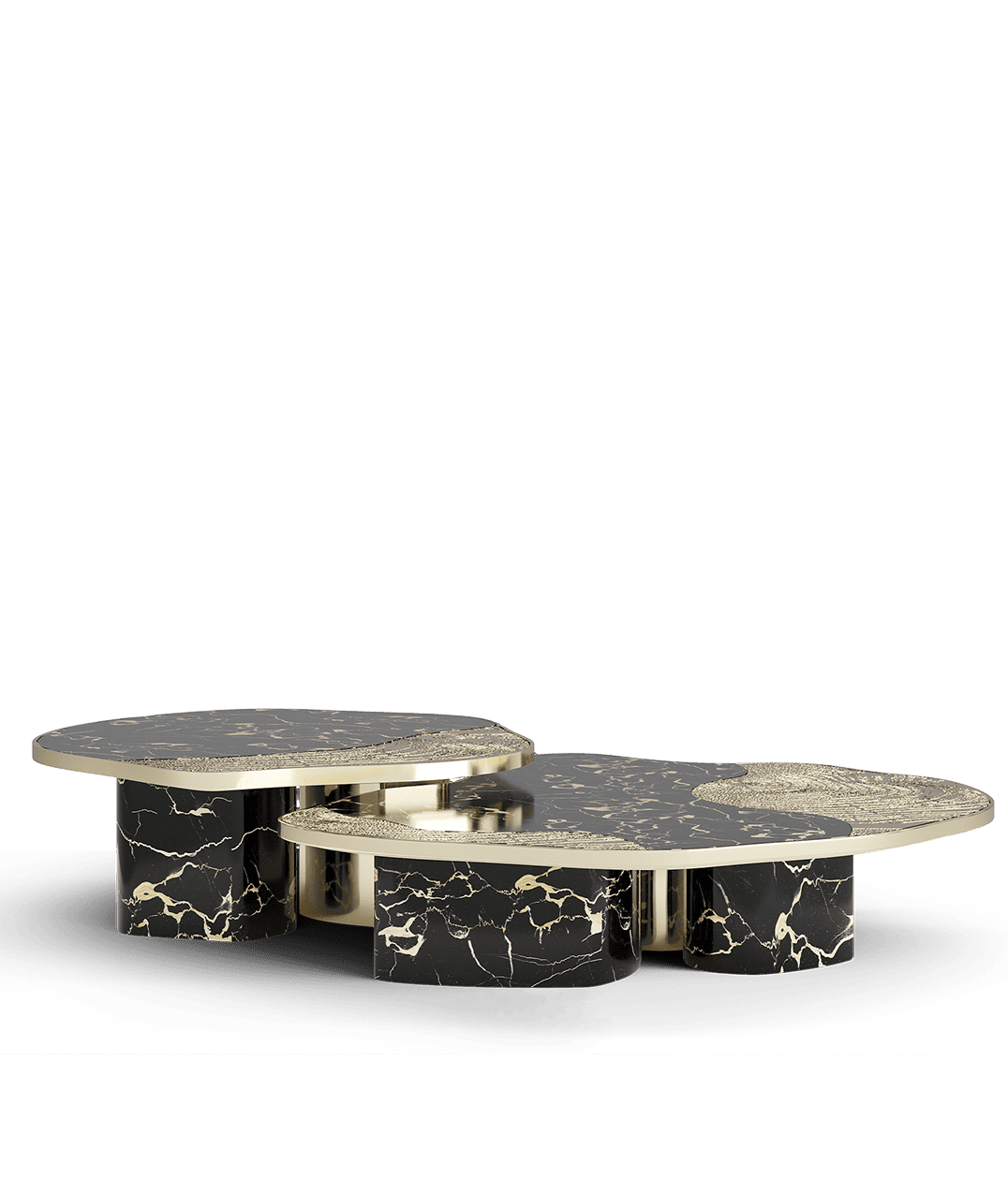 Ophelia Portoro Marble and Gold Center Table by Boca do Lobo