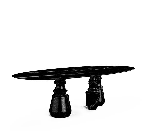 pietra oval xl nero marquina dining table by Boca do Lobo